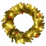 vidaXL Arbres de Noël artificiels 2 Pièces et couronne guirlande et LED