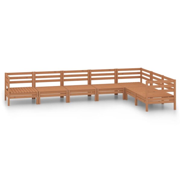 vidaXL Salon de jardin 7 Pièces Bois de pin massif Marron miel