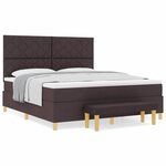vidaXL Lit à ressorts avec matelas Marron foncé 180 x 200 cm tissu