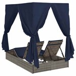 vidaXL Chaiselongue double avec toit et rideaux avec des rideaux Gris
