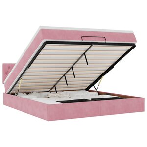 VidaXL Cadre de lit ottoman avec matelas rose 160x200 cm velours