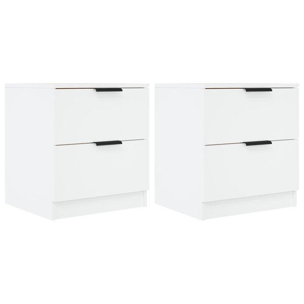 vidaXL Tables de chevet 2 Pièces Blanc Bois d'ingénierie