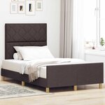 vidaXL Cadre de lit avec tête de lit Marron foncé 120 x 200 cm tissu