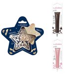 Kit pour biscuit en relief étoile + 2 stylos au chocolat marron et rose pastel