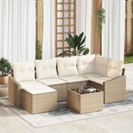 vidaXL Ensemble de canapé de jardin 7 Pièces Beige Poly rotin