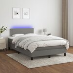 vidaXL Sommier à lattes de lit matelas LED gris foncé 120x190 cm tissu
