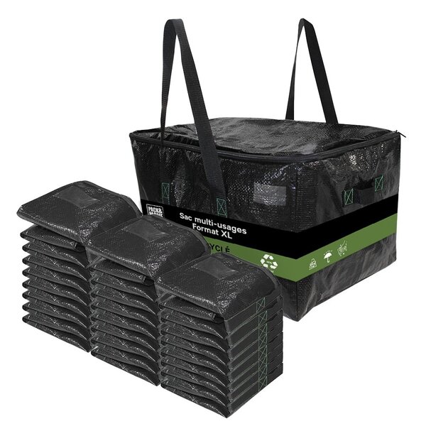 Pack and Move - Lot 24 Sacs Rangement Recylés - 55 x 35 x 30 cm - Poignées solides - Déménagement et Transport - Ultra Résistant - Réutilisable - 55L