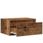 vidaXL Table de chevet murale avec lumières LED vieux bois