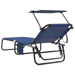 vidaXL Chaise longue pliable avec auvent bleu en tissu oxford 600D