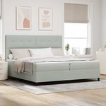 vidaXL Lit à ressorts avec matelas Gris clair 200 x 200 cm tissu