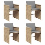 vidaXL Chaises de jardin avec coussins lot de 4 mélange beige