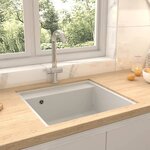 vidaXL Évier de cuisine avec trou de trop-plein Blanc Granit