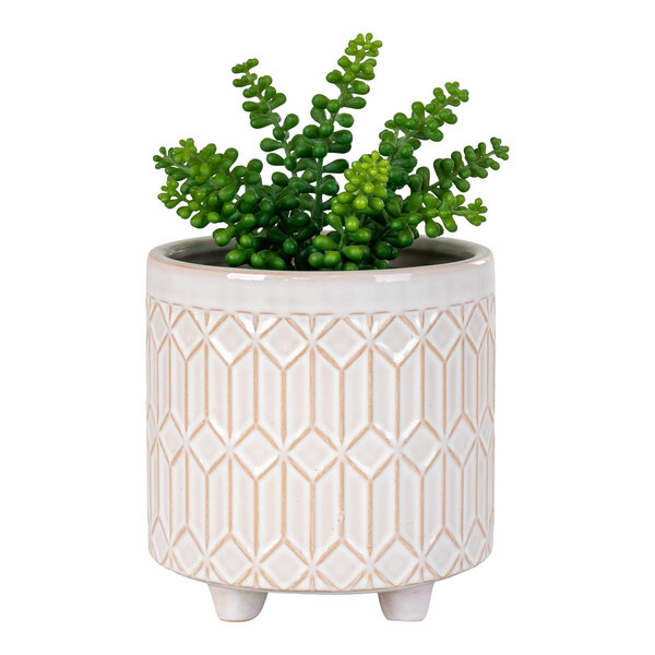 Pot de fleur rond en céramique blanc Ø 20 x 19 5 cm
