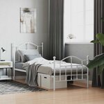 vidaXL Cadre de lit métal sans matelas avec pied de lit blanc 90x200cm