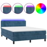 vidaXL Sommier à lattes de lit avec matelas LED Bleu foncé 140x190 cm