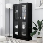 vidaXL Armoire à vitrine Noir 82 5x30 5x150 cm Bois d'ingénierie