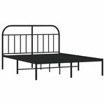 vidaXL Cadre de lit métal sans matelas avec tête de lit noir 135x190cm