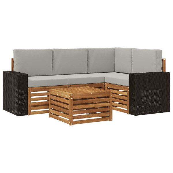 vidaXL Ensemble de canapés d'extérieur 5 Pièces Naturel et gris clair