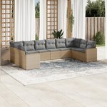 vidaXL Salon de jardin avec coussins 10 Pièces beige résine tressée