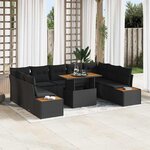 vidaXL Ensemble de salle à manger pour jardin 10 Pièces Noir et Marron