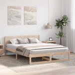 vidaXL Cadre de lit avec tête de lit Naturel 150 x 200 cm Pin massif
