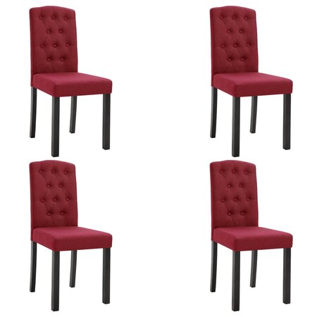 vidaXL Chaises à manger lot de 4 rouge bordeaux tissu