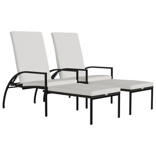 vidaXL Chaises longues avec repose-pied 2 Pièces Résine tressée Marron