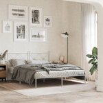 vidaXL Cadre de lit métal sans matelas et tête de lit blanc 160x200 cm