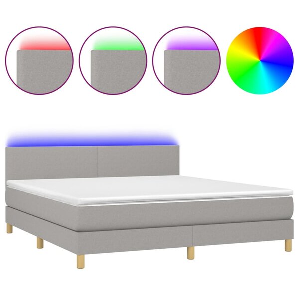 vidaXL Sommier à lattes de lit matelas LED Gris clair 160x200 cm Tissu