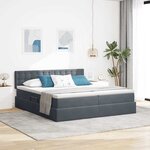 vidaXL Lit de rangement LED avec matelas Gris foncé 200 x 200 cm