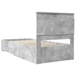 vidaXL Cadre de lit Gris Béton et Argent 75 x 190 cm Bois d'ingénierie