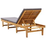 vidaXL Chaise longue pliante avec coussin Bois d'acacia solide