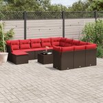 vidaXL Salon de jardin avec coussins 13 Pièces marron résine tressée