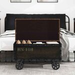 vidaXL Banc de rangement Bois massif et similicuir 80 5x41x50 cm