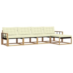 vidaXL Ensemble de canapés d'extérieur 5 pc Blanc et crème