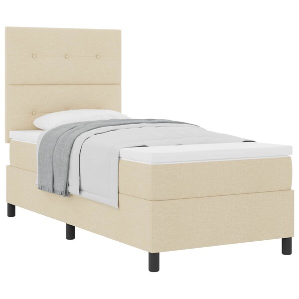 vidaXL Lit à ressorts avec matelas Crème 90 x 190 cm tissu