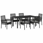 vidaXL Ensemble de salle à manger pour jardin 7 Pièces Noir polyrotin