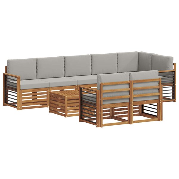 vidaXL Ensembles de canapés avec coussin 9 Pièces Gris Naturel et Clair