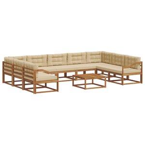 vidaXL Ensemble de canapés d'extérieur 10 Pièces Naturel et Beige