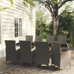 vidaXL Mobilier à dîner de jardin 9Pièces et coussins Résine tressée Gris