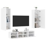 vidaXL Unités murales TV 5 Pièces blanc bois d'ingénierie