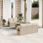 vidaXL Salon de jardin avec coussins 6 Pièces beige résine tressée