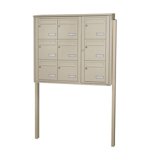 Bloc collectif Leabox  3x3  grade 3  simple face  extérieur  fixation sur pieds à sceller   ivoire ral 1015  finition brillante