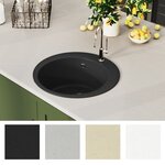 vidaXL Évier de cuisine en granit Bac unique Rond Noir