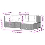 vidaXL Salon de jardin 4 Pièces avec coussins Gris Résine tressée
