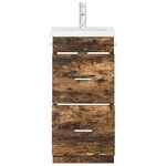 vidaXL Meuble de salle de bain avec évier Chêne fumé 42 x 40 x 84 5 cm