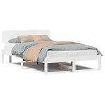 vidaXL Cadre de lit Blanc 135 x 190 cm Bois massif en pin