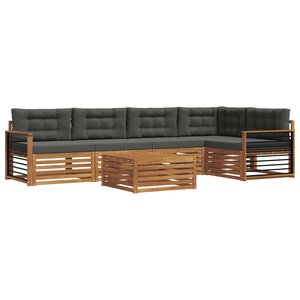 vidaXL Ensemble de canapés d'extérieur 6 Pièces Naturel et Anthracite