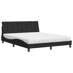 vidaXL Lit avec matelas Hanko noir 160x200 cm velours