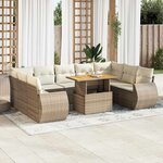 vidaXL Salon de jardin avec coussins 10 Pièces beige résine tressée